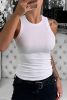 Plain White Solid Round Neck Ribbed Tank Top