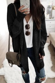 Black Plaid Casual Contrast Trim Knit Cardigan (size: (US 12-14)L)