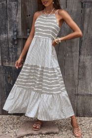 Grey Tie Dye Spaghetti Strap Summer Maxi Dress (size: (US 4-6)S)