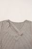 Pale Khaki Button Strappy V Neck Plain Ribbed Tee