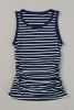 Blue Stripe Contrast Trim Sleeveless Ribbed Slim Top