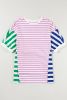 Multicolour Colorblock Stripe Patchwork Baggy T Shirt
