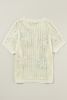 White Hollowed Crochet Colorful Flower Loose Knit T Shirt