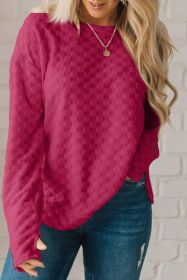 Rose Red Checkered Furry Thumbhole Long Sleeve Top (size: (US 4-6)S)