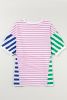 Multicolour Colorblock Stripe Patchwork Baggy T Shirt