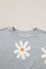 Gray 60s Vintage Flower Print Batwing Sleeve T Shirt