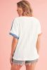 Light Blue Color Block Textured Loose Fit T Shirt