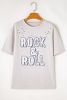 Gray Rock & Roll Graphic Ripped Oversized Tee