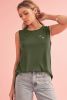 Jungle Green Solid Color Distressed Ripped Tank Top