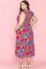 Red Boho Floral Print Ruffled Sleeveless Plus Size Maxi Dress