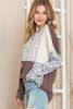 Leopard Print Exposed Seam Patchwork Pullover Long Sleeve Top