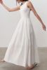 White Solid Color Knitted Patchwork Sleeveless Midi Dress