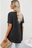 Gray Waffle Knit Casual V Neck T Shirt