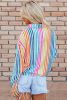 Colorful Striped Patch Pocket Long Sleeve Shirt