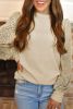 Apricot Leopard Print Long Sleeve Ribbed Knit Blouse