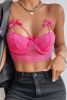 Bright Pink Bowknot Backless Lace Cropped Cami Top