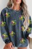 Blue Plus Mardi Gras Party Mask Sequin Patch Graphic Sweatshirt