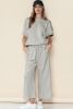 Gray Textured Loose Fit T Shirt & Drawstring Pants Set