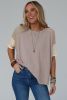 Simply Taupe Exposed Seam Patchwork Loose Tee