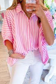 Pink Stripe Button Up Dolman Shirt (size: 1-2-2-2)