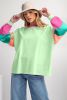 Green Color Block Sleeve Loose Fit Top