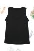 Blank Tank Top - Black Solid Strappy Neck Casual Tank Top Customized