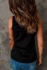 Blank Tank Top - Black Solid Strappy Neck Casual Tank Top Customized