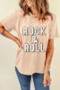 Khaki Rhinestone ROCK & ROLL Graphic T Shirt