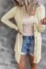 Beige Buttons Front Lightweight Fall Long Cover Up