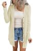 Beige Buttons Front Lightweight Fall Long Cover Up