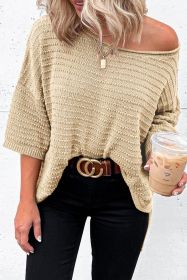 Apricot Casual Solid Rib-Knit Short Sleeve Top (size: (US 4-6)S)