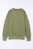 Green Plain Drop Shoulder Ribbed Trim Oversized Sweatshirt