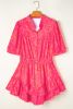 Rose Abstract Print Puff Sleeve Layered Ruffle Mini Dress