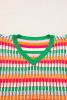 Green Colorblock Cap Sleeve Knitted Top
