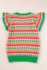Green Colorblock Cap Sleeve Knitted Top