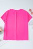 Rose Red Plus Size V-Neck Short Sleeve Crinkled Top