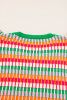 Green Colorblock Cap Sleeve Knitted Top