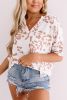 White V Neck Pocketed Leopard Plus Size Top