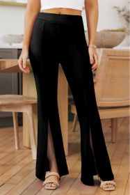 Black Split Hem Casual High Waist Pants (size: (US 40)M)