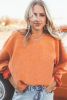 Orange Plain Drop Sleeve Crinkle Rib Oversized Sweatshirt