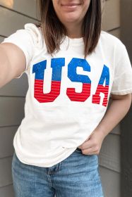 White Star & Stripe USA Graphic Roll Up Sleeve T Shirt (size: (US 8-10)M)