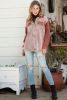 Pink Colorblock Raw Hem Hooded Corduroy Jacket