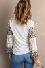 Blank Sweatshirt - Ivory Cheetah Print Lantern Sleeve Crew Neck Raglan Shirt Customized