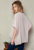 Apricot Plain Ribbed Knit Batwing Sleeve Tunic Oversized T Shirt