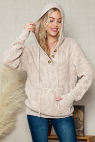 Apricot Buttons Pocket Cable Knit Hooded Sweater (size: (US 8-10)M)