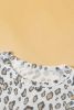 White Leopard Print Ruffle Short Sleeve Blouse