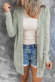 Grey Button Front Lightweight Long Cover Up (size: (US 18-20)2XL)