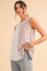 Brown Striped Center Seamed Patchwork Tank Top