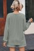 Grass Green Corded V Neck Slouchy Top & Pocketed Shorts Set