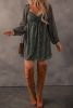 Green Ditsy Floral Print Sweetheart Neck Smocked Back Mini Dress